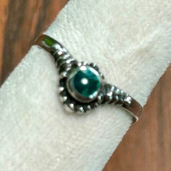 Vintage Sterling Silver Ring with Green Malachite Onyx Cabochon – Size 6.5 - Picture 6 of 9